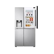 Vista frontal puerta abierta Nevecon Side By Side InstaView Door-In-Door LG GS66SXSC